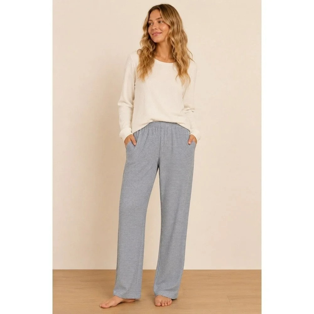 Lake Pajama Pants Blue & White Striped 100% Pima Cotton